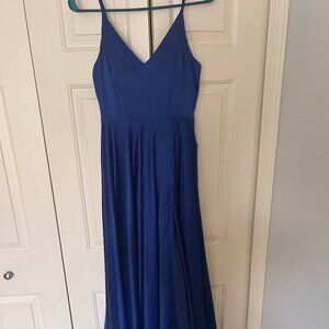 Royal blue satin prom dress